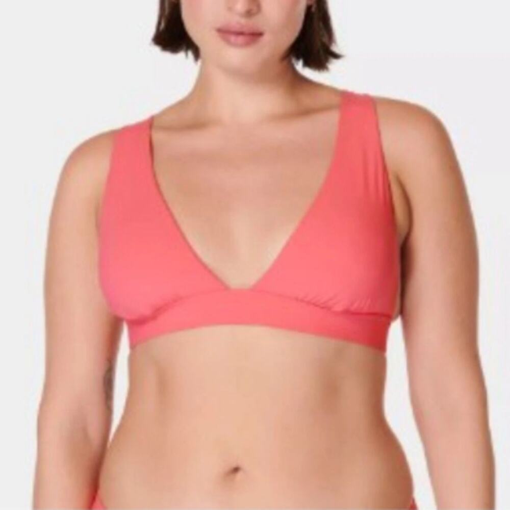 SWEATY BETTY Women's Coral Pink Peninsula Xtra Life Bikini Top Size M